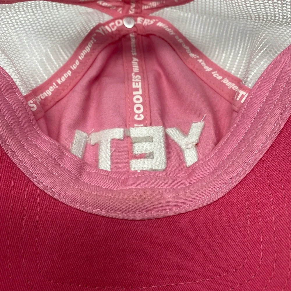 YETI Cooler Pink Embroidered Mesh SnapBack Baseball‎ Cap Hat Trucker Mesh
